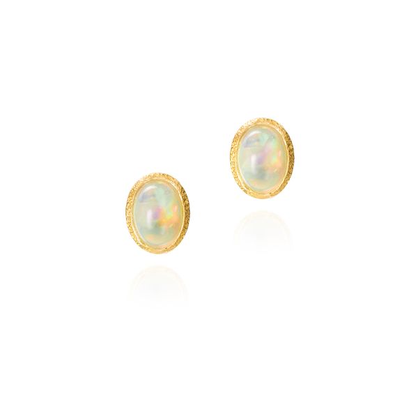 Opal Stud Earrings in Sterling Silver with 18K Vermeil Holly McHone Jewelers Astoria, OR