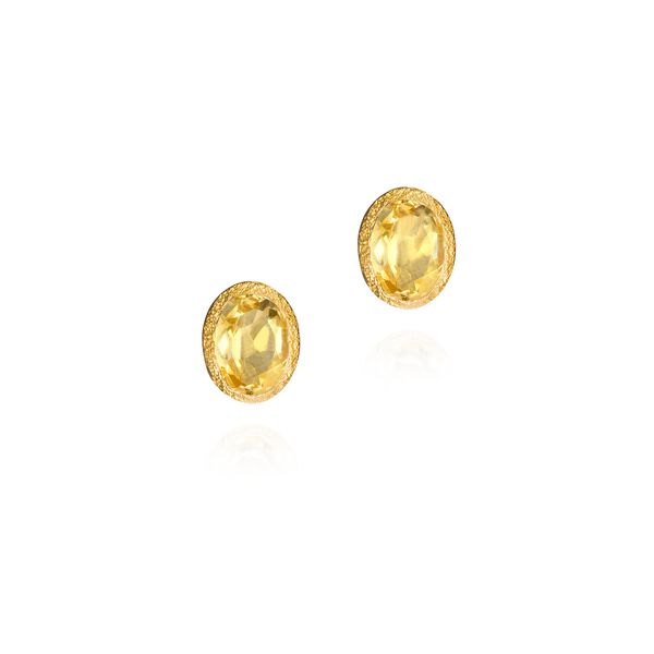 Citrine Stud Earrings in Sterling Silver with 18K Vermeil Holly McHone Jewelers Astoria, OR