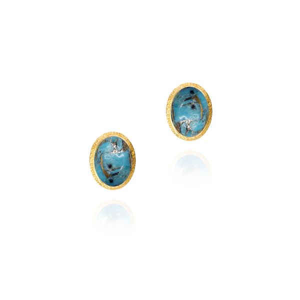 Turquoise Stud Earrings in Sterling Silver with 18K Vermeil Holly McHone Jewelers Astoria, OR