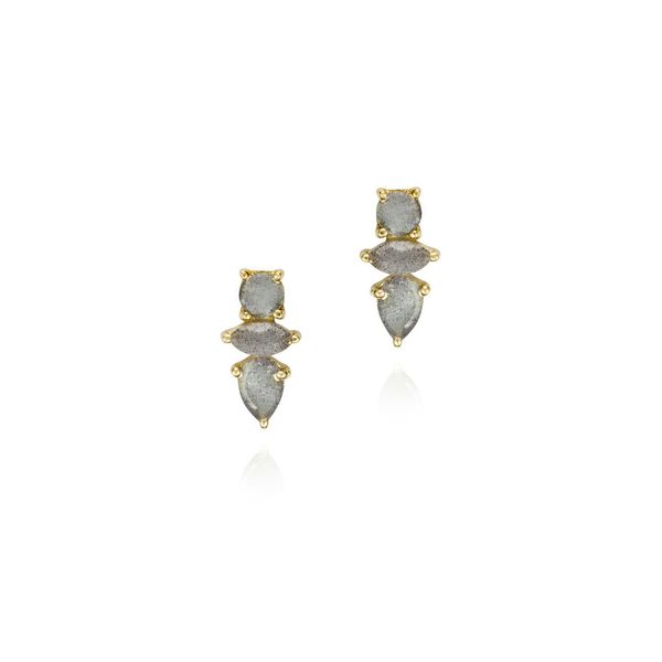 Labradorite Stud Earrings in Sterling Silver with 18K Vermeil Holly McHone Jewelers Astoria, OR
