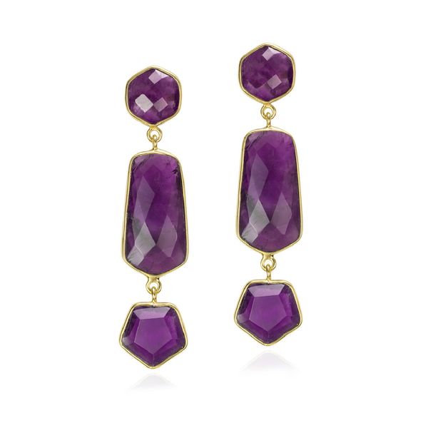 Amethyst Drop Earrings in 18K Gold Vermeil Sterling Silver Holly McHone Jewelers Astoria, OR