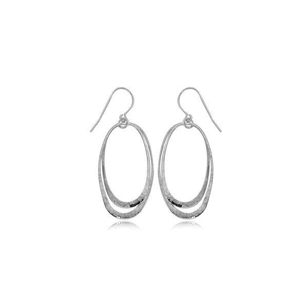 Sterling Silver Duo Oval Hammered Orbit Earrings Holly McHone Jewelers Astoria, OR
