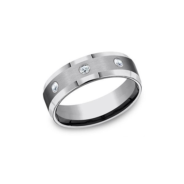 Tungsten Wedding Band with Diamonds Holly McHone Jewelers Astoria, OR