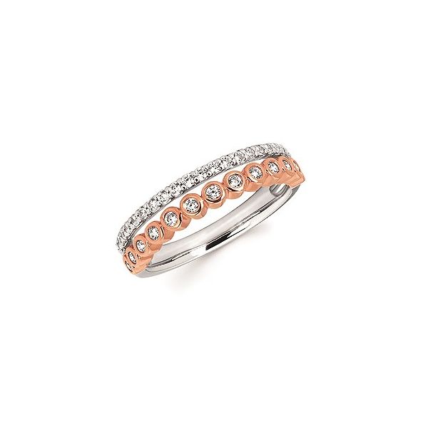 White and Rose Gold Stacked Diamond Band Holtan's Jewelry Winona, MN