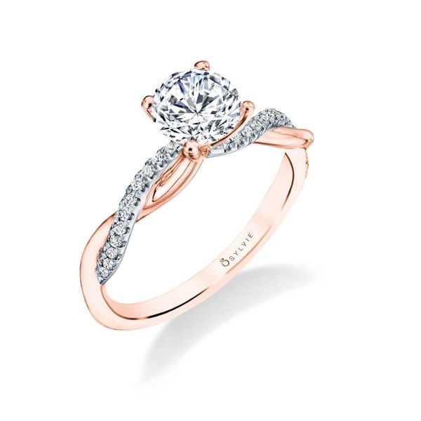 White and Rose Gold Spiral Solitaire Engagement Ring Holtan's Jewelry Winona, MN