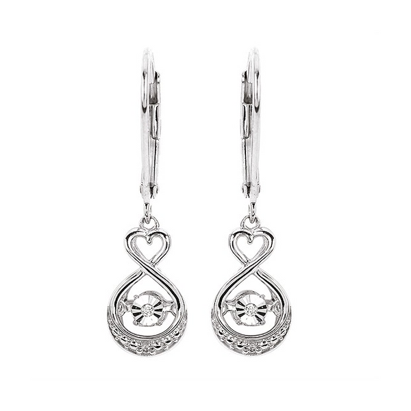 Silver Shimmering Diamonds Heart Drop Earrings Holtan's Jewelry Winona, MN