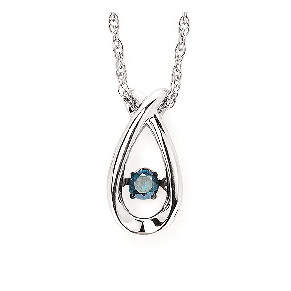 Silver Shimmering Diamonds Tear Drop Pendants with a Treated Blue Diamond Holtan's Jewelry Winona, MN
