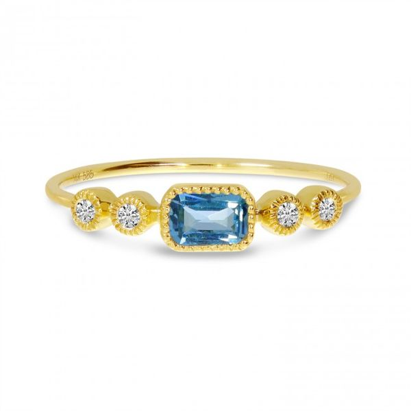 Petite Blue Topaz and Diamond Ring Holtan's Jewelry Winona, MN