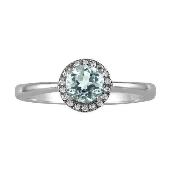 Aquamarine Ring with Round Diamond Halo Holtan's Jewelry Winona, MN