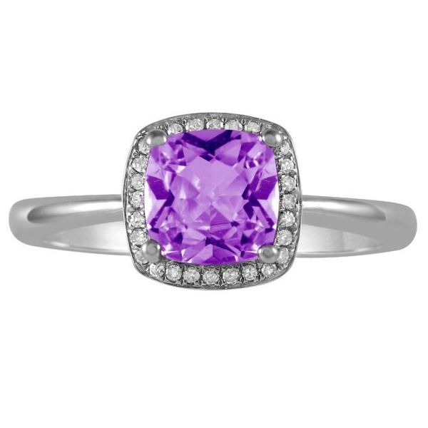 Amethyst Ring with Diamond Halo Holtan's Jewelry Winona, MN
