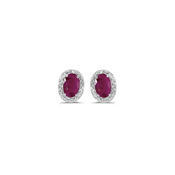 White Gold Ruby and Diamond Earrings Holtan's Jewelry Winona, MN