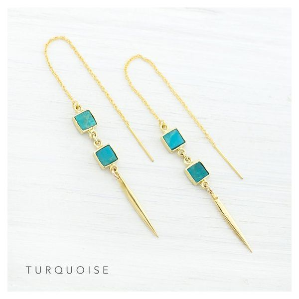 Geometric Turquoise Threader Earrings Holtan's Jewelry Winona, MN