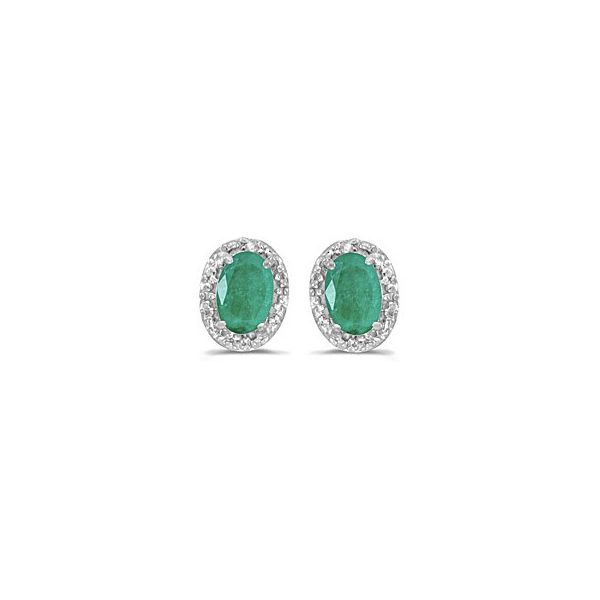 White Gold Emerald and Diamond Earrings Holtan's Jewelry Winona, MN