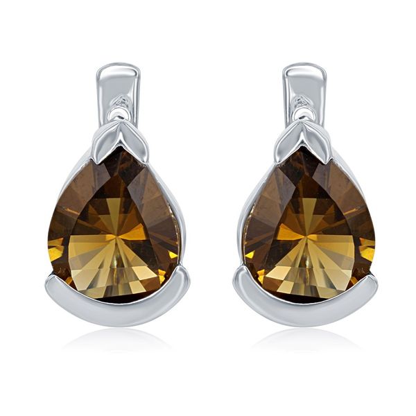 Pear Shaped Cognac Quartz Earrings Holtan's Jewelry Winona, MN
