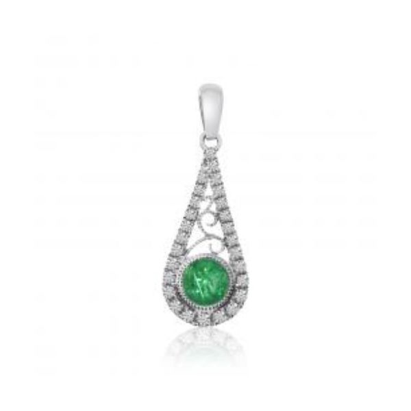 Emerald and Diamond Tear Drop Pendant Holtan's Jewelry Winona, MN