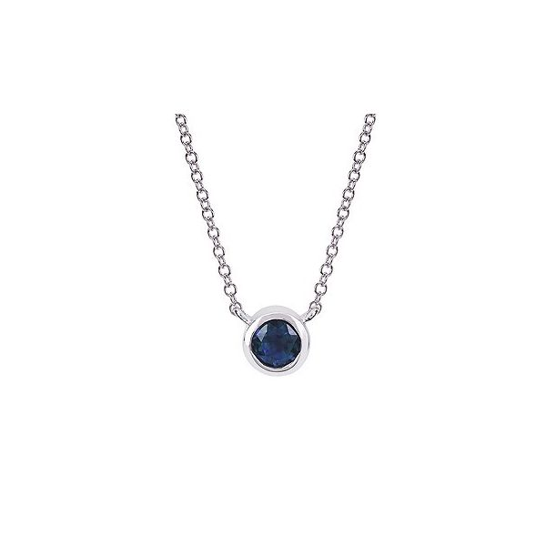 Bezel Set Created Sapphire Pendant Holtan's Jewelry Winona, MN