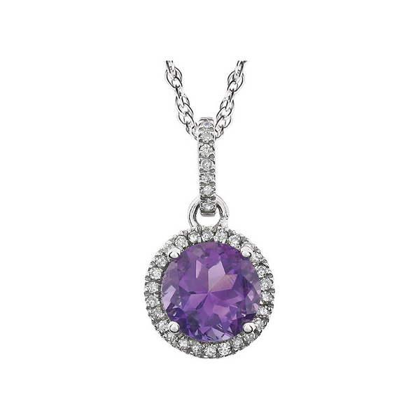 Amethyst Pendant with Diamond Halo Holtan's Jewelry Winona, MN