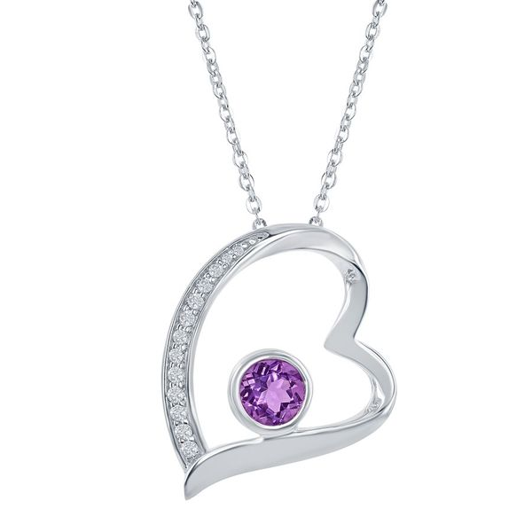 Asymmetrical Heart Pendant with Amethyst Accent Holtan's Jewelry Winona, MN