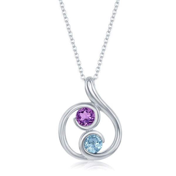 Amethyst and Blue Topaz Swirl Pendant Holtan's Jewelry Winona, MN