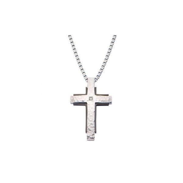 Hammered Stainless Steel Cross Pendant  Holtan's Jewelry Winona, MN