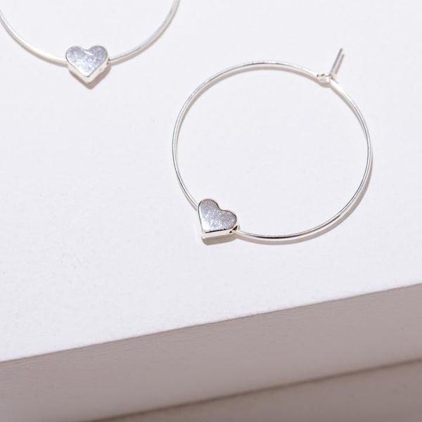 Heart Accented Hoops - Silver Holtan's Jewelry Winona, MN