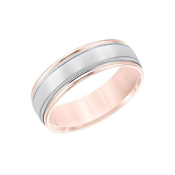 Rose and White Gold Wedding Band with Milgrain Accent Holtan's Jewelry Winona, MN