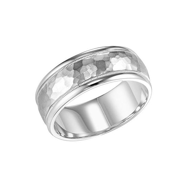Low Domed Wedding Band with Brushed Hammered Finish Holtan's Jewelry Winona, MN