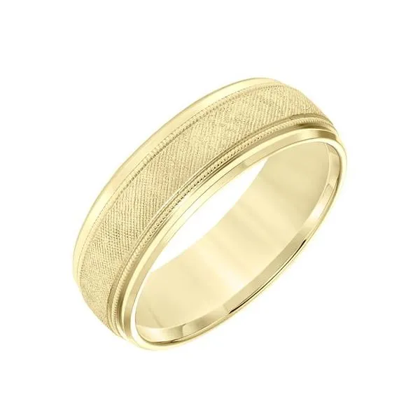 Yellow Gold Wedding Band with Florentine Finish  Holtan's Jewelry Winona, MN