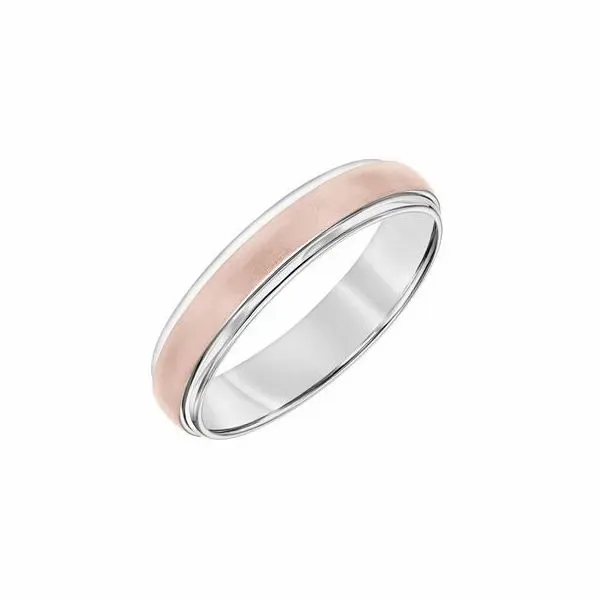 Rose and White Gold Wedding Band with Satin Center  Holtan's Jewelry Winona, MN