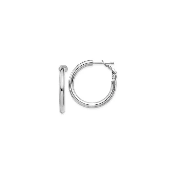 20mm White Gold Omega Back Hoops Holtan's Jewelry Winona, MN