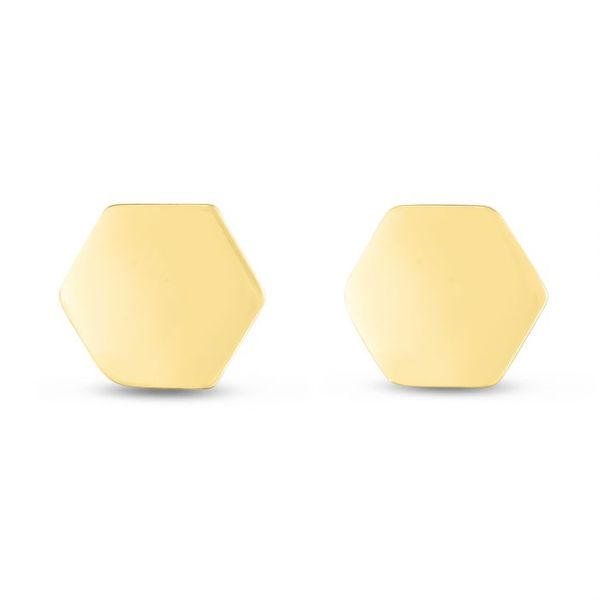 Yellow Gold Hexagon Studs Holtan's Jewelry Winona, MN