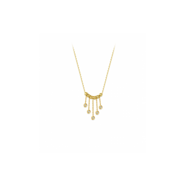 14k Yellow Gold Diamond Dangle Bezel Drop Necklace Holtan's Jewelry Winona, MN