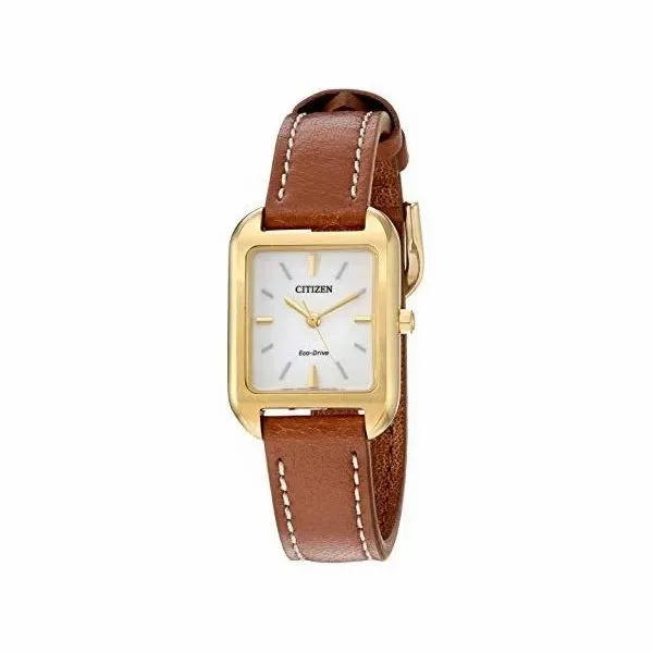 Citizen Gold Tone and Brown Leather Watch Holtan's Jewelry Winona, MN