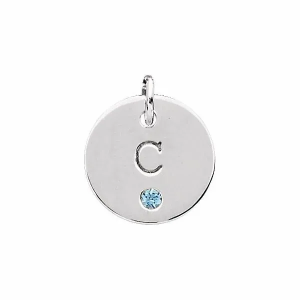 Posh Mommy® Engravable Mini Disc Pendant With Birthstone Holtan's Jewelry Winona, MN