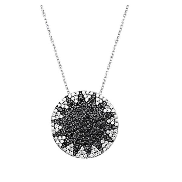 Black and White CZ Disk Pendant Holtan's Jewelry Winona, MN