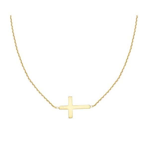 Gold Plated East to West Mini Cross Necklace  Holtan's Jewelry Winona, MN