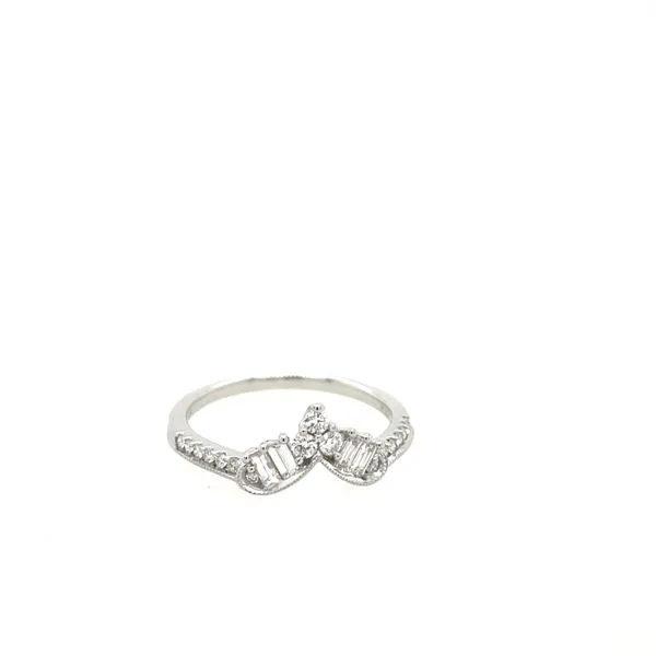 Chevron Center Baguette and Round Cut Diamond Wedding Band Image 2 House of Silva Wooster, OH