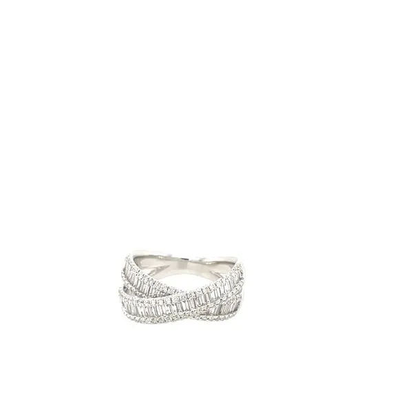 Split Cross Over Baguette and Round Cut Diamond Fashion Ring House of Silva Wooster, OH