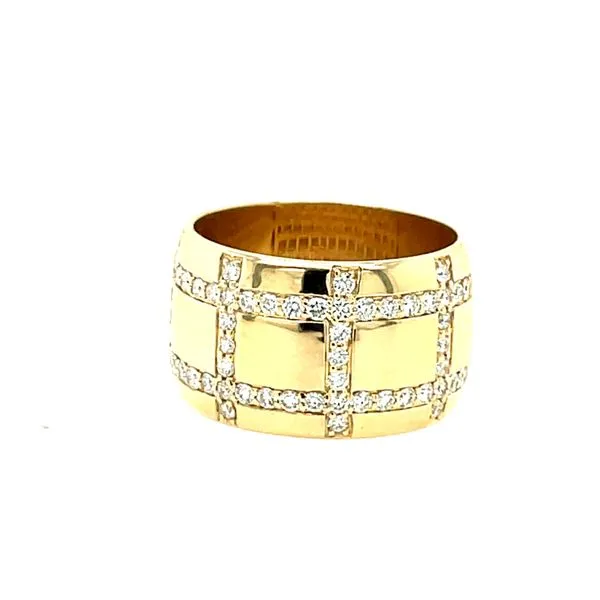 14ky Gold 0.70ct TW Diamond Geometric Wide Band, 60fc House of Silva Wooster, OH