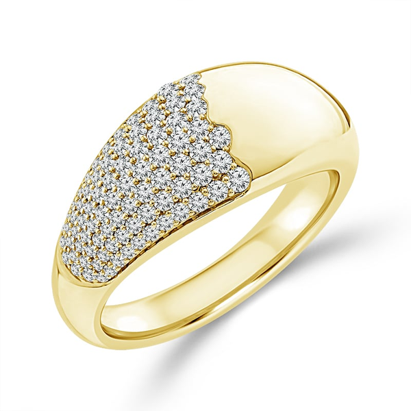 14k YG Domed Pave' Set Diamond Ring Image 2 House of Silva Wooster, OH