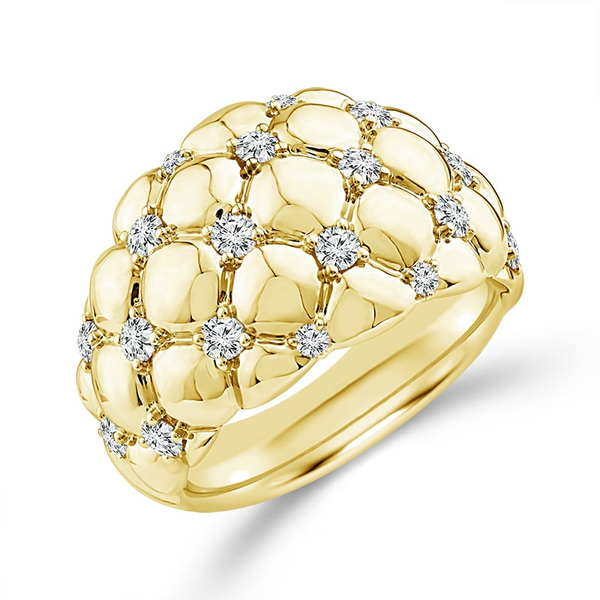 14k YG Domed Pillow Shaped Diamond Ring Image 2 House of Silva Wooster, OH