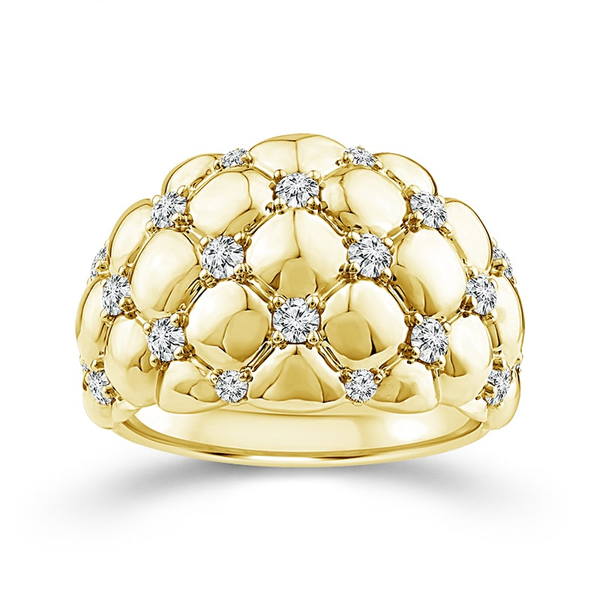 14k YG Domed Pillow Shaped Diamond Ring House of Silva Wooster, OH