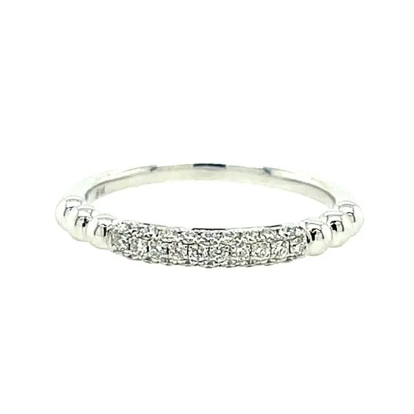 14kw Gold 0.21ct Diamond Pave' Stackable Ring with Beaded Detail, 28fc House of Silva Wooster, OH