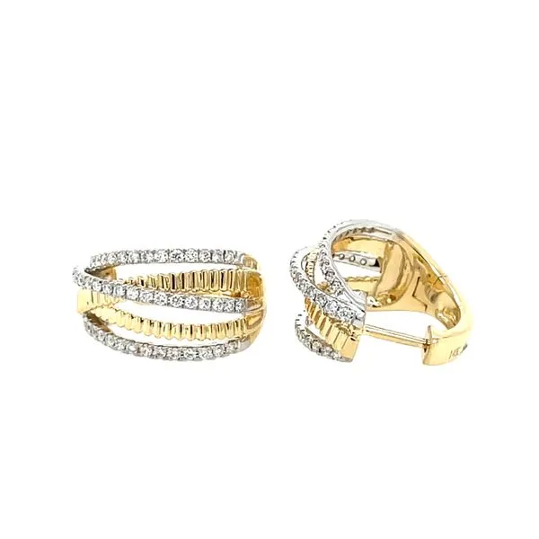 14ktt Gold 0.48ct TW Diamond Ribbed Bridge Hoop Earrings, 90fc House of Silva Wooster, OH