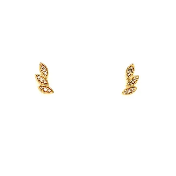 Tri Leaf Round Cut Diamond Petite Earring House of Silva Wooster, OH