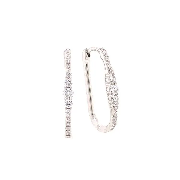 14kw Gold 0.29ct TW Diamond Hoop Earrings, Graduated, Oval Shape, 30fc House of Silva Wooster, OH