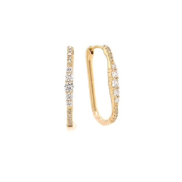 Diamond Oval Hoop Earrings Image 2 House of Silva Wooster, OH