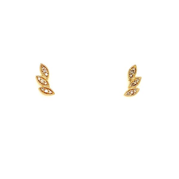 Tri Leaf Round Cut Diamond Petite Earring House of Silva Wooster, OH