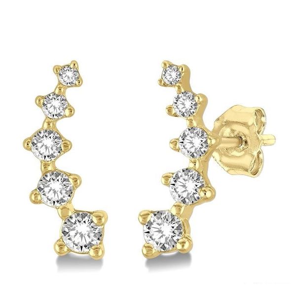 10k YG .10ct TW Petite Climber Post Earrings, 10fc House of Silva Wooster, OH