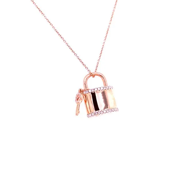 Diamond Lock & Key Pendant Image 2 House of Silva Wooster, OH